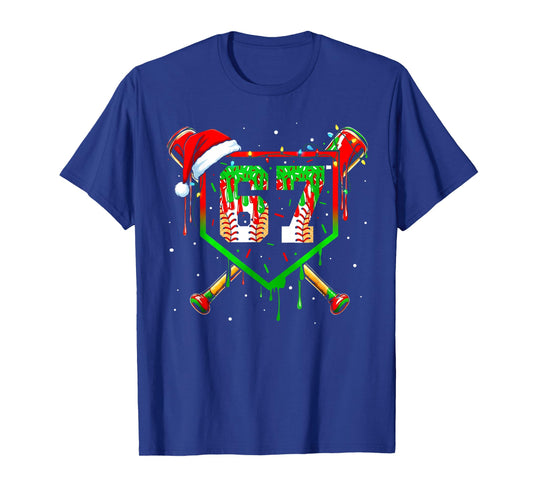 Funny Meme 67 Christmas Baseball Ice Cream Men Boy Xmas T-Shirt