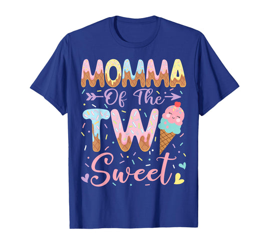 Momma of The Two Sweet 2nd Birthday Girl Ice Cream T-Shirt