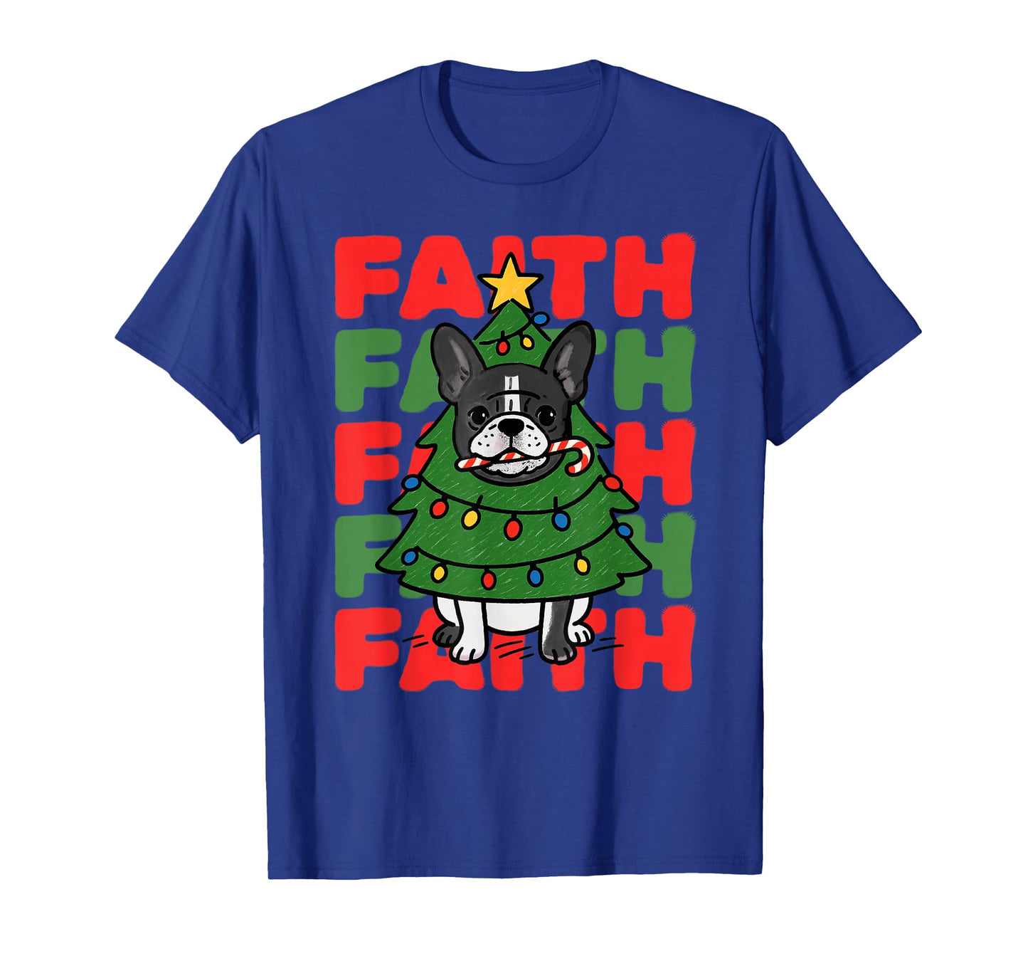 Dog Christmas Faith French Bulldog Puppy Family Group T-Shirt