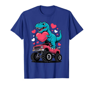 Cute Dinosaur Valentine Monster Truck Love Vibe Kids Couples T-Shirt