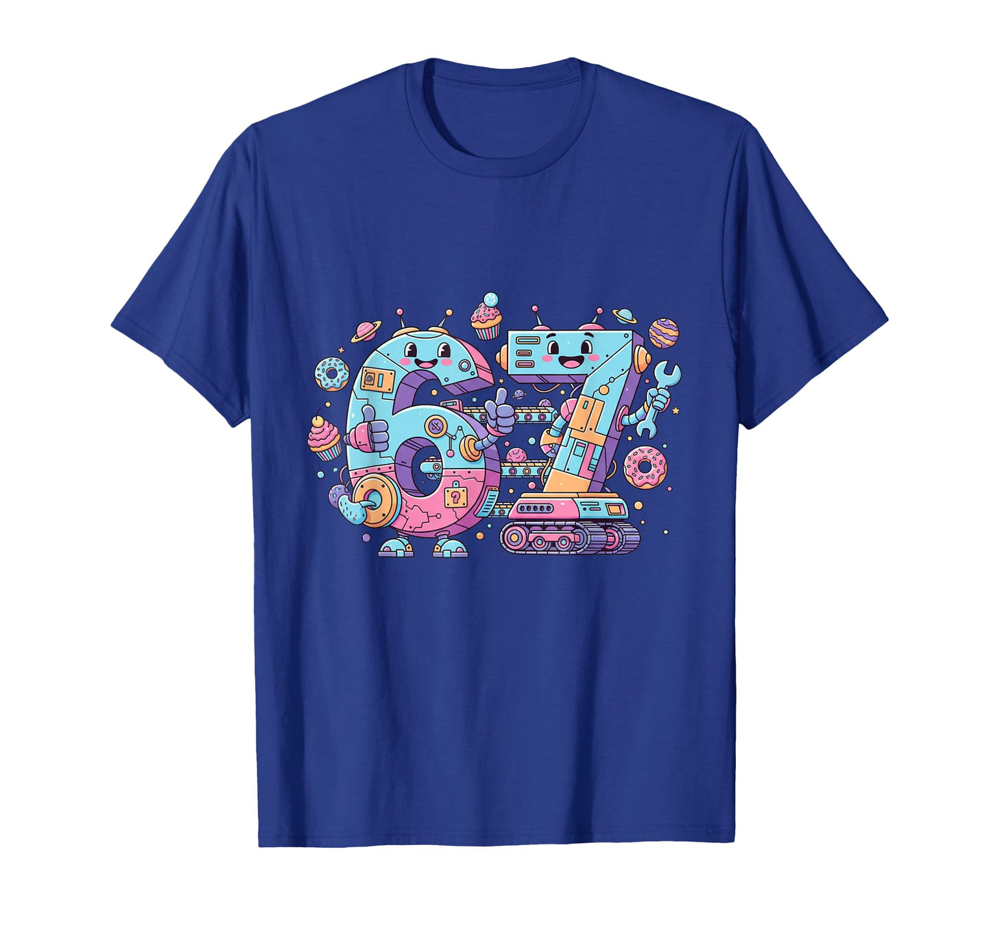 Funny Six Seven Cute Vintage & Retro Robot Art Number 67 Tee T-Shirt