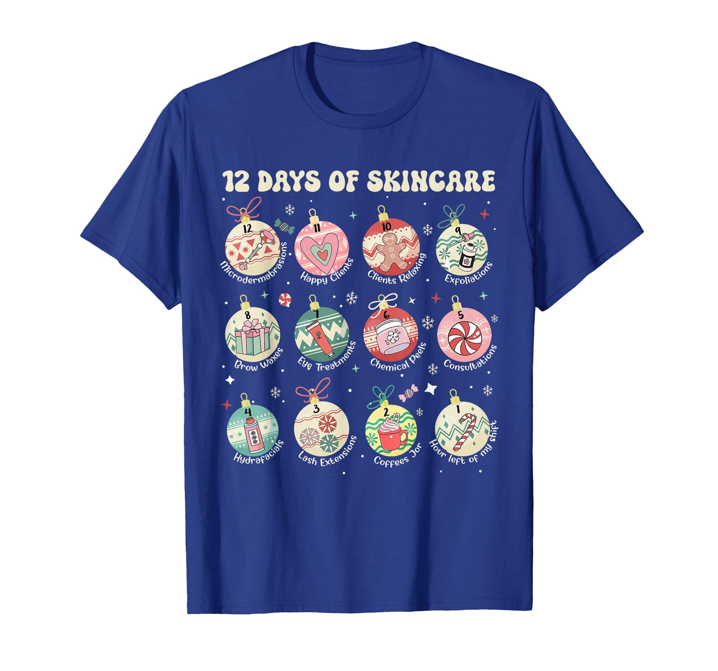 12 Days of Skincare Esthetician Christmas Dermatology T-Shirt