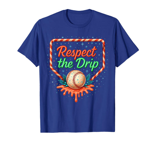 Baseball Lifestyle Apparel, Xmas Baseball Respect The Drip T-Shirt