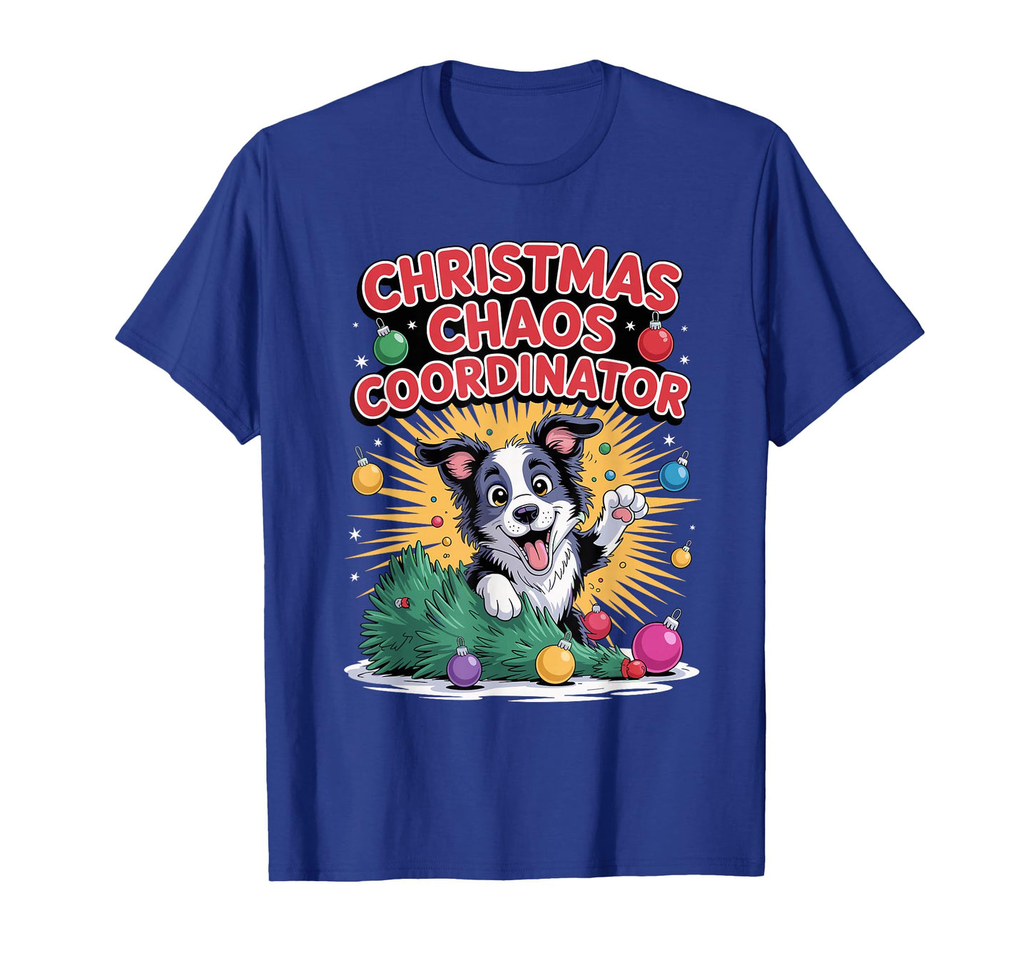 Christmas Chaos Coordinator Xmas Dog Funny Border Collie T-Shirt