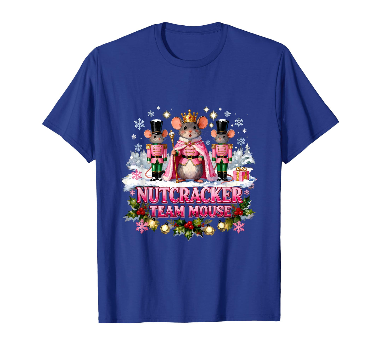 Vintage Christmas Fairy Mouse Nutcracker Team Pink Ballet T-Shirt