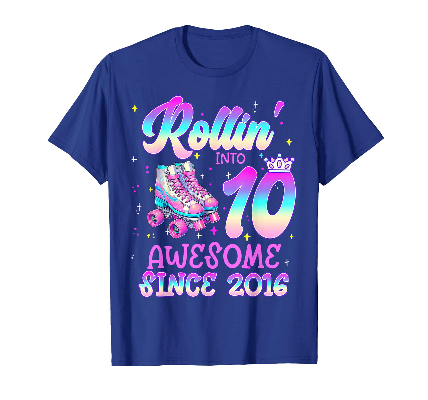 Rolling Into 10 Year Old 10th Birthday Girl Roller Skating T-Shirt