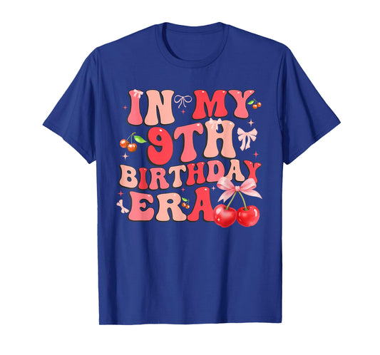 in My 9th Birthday Era Cherry Coquette Bow 9 Year Old Girls T-Shirt