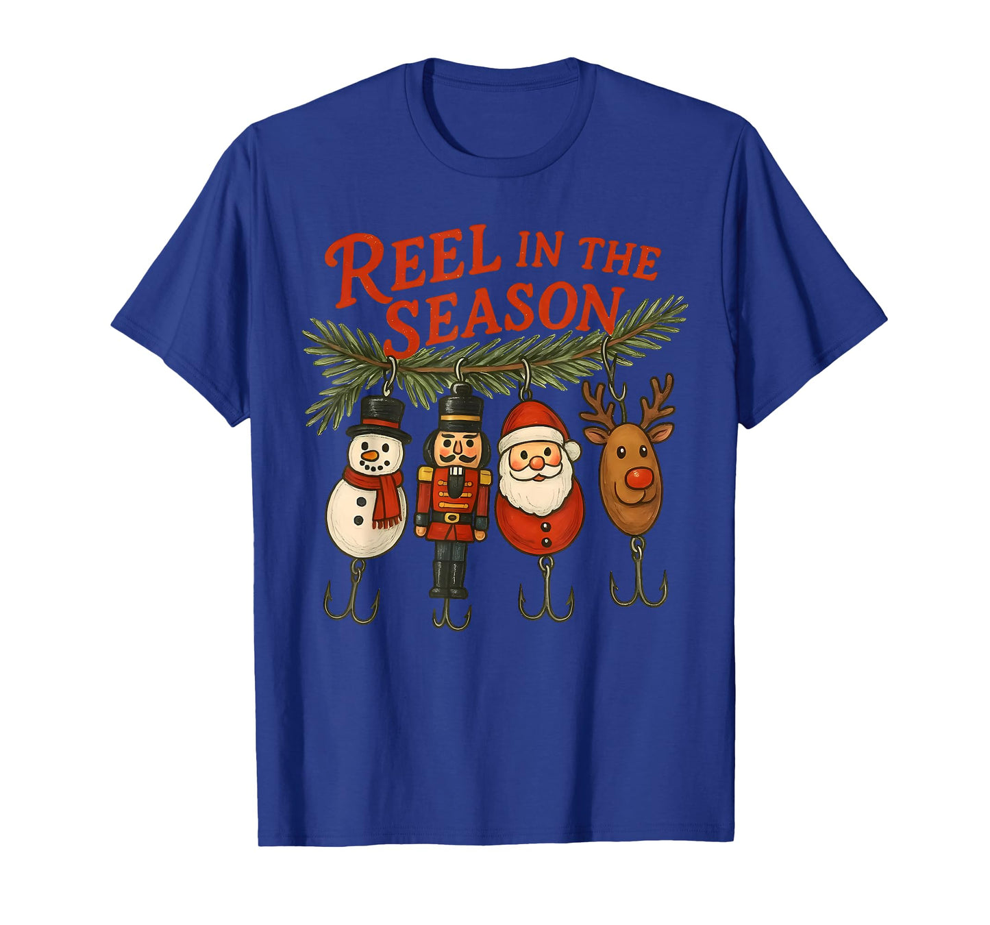 Reel in The Season Fishing Christmas Lure Holiday Boys Men T-Shirt