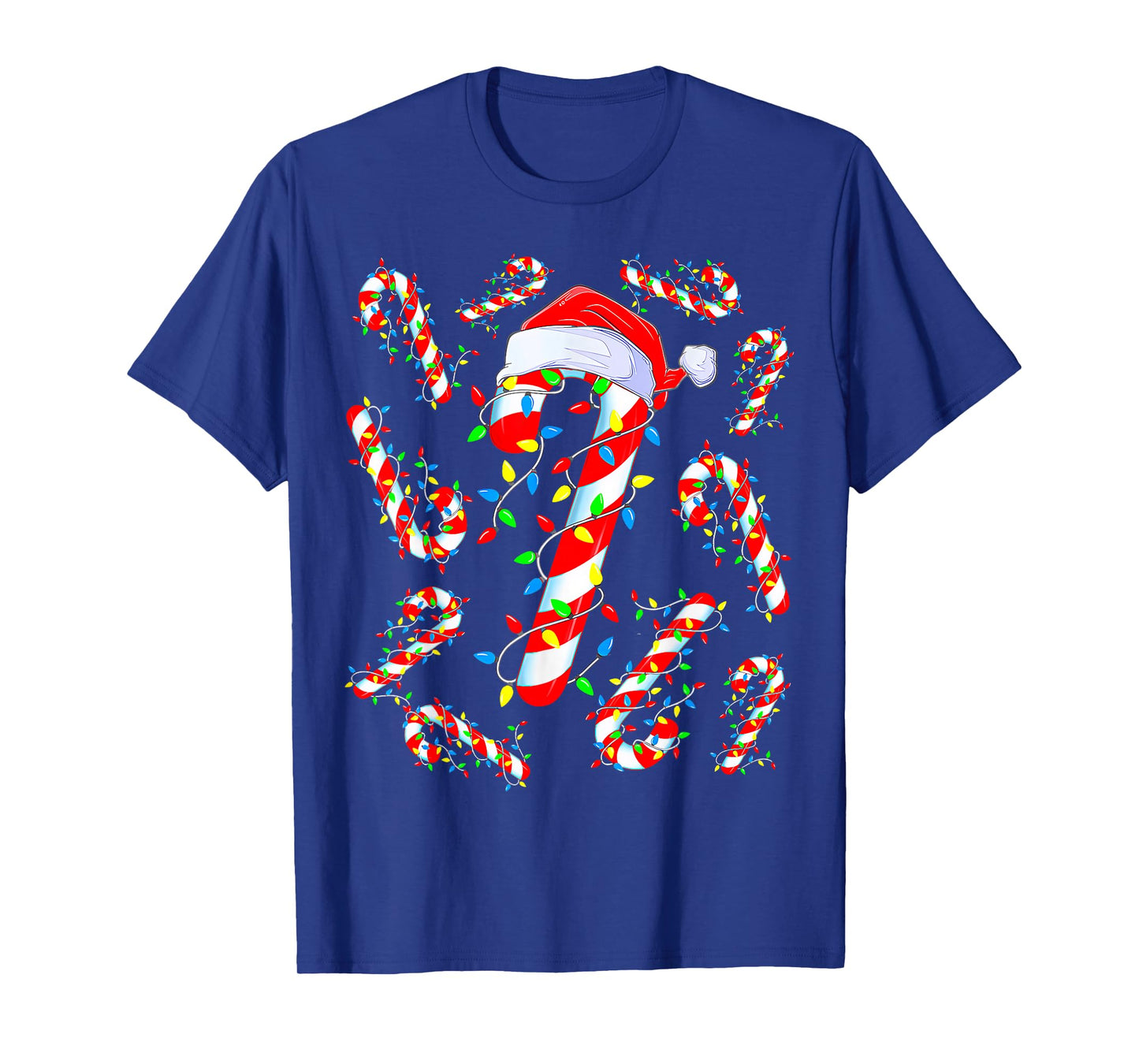 Candy Cane Crew Red and White Santa Funny Christmas Lights T-Shirt