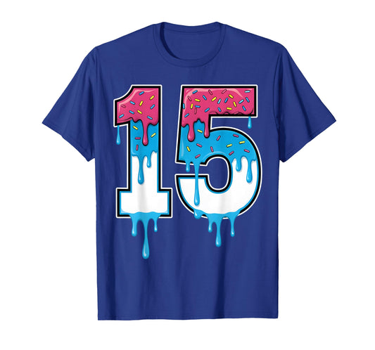 Number 15 Team Sports Ice Cream Drip Matching Varsity 15 T-Shirt