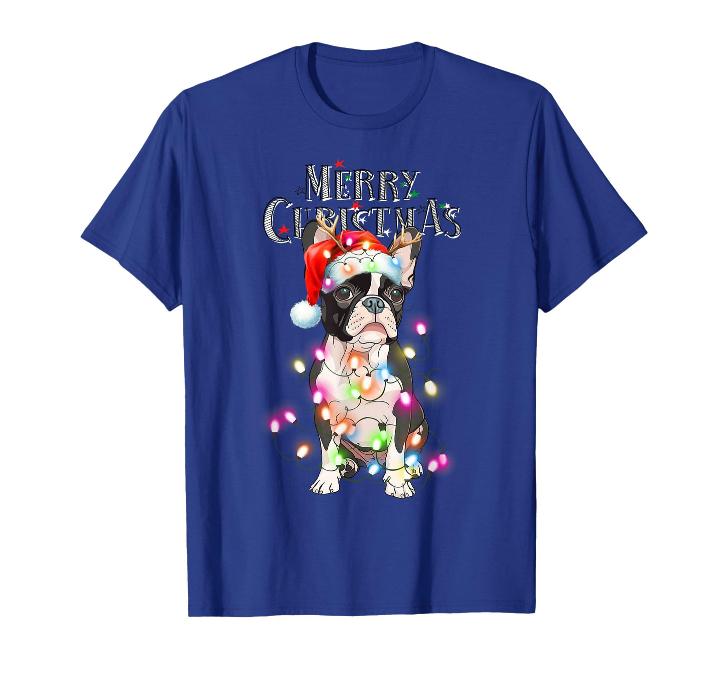 Boston Terrier Christmas Lights Xmas Dog T-Shirt