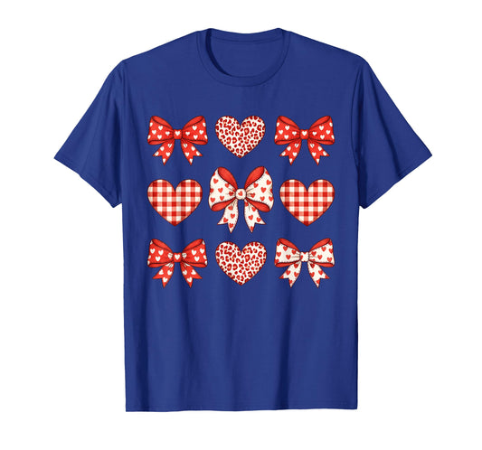 Hearts Coquette Bows Valentines Day for Women Girls Kids T-Shirt