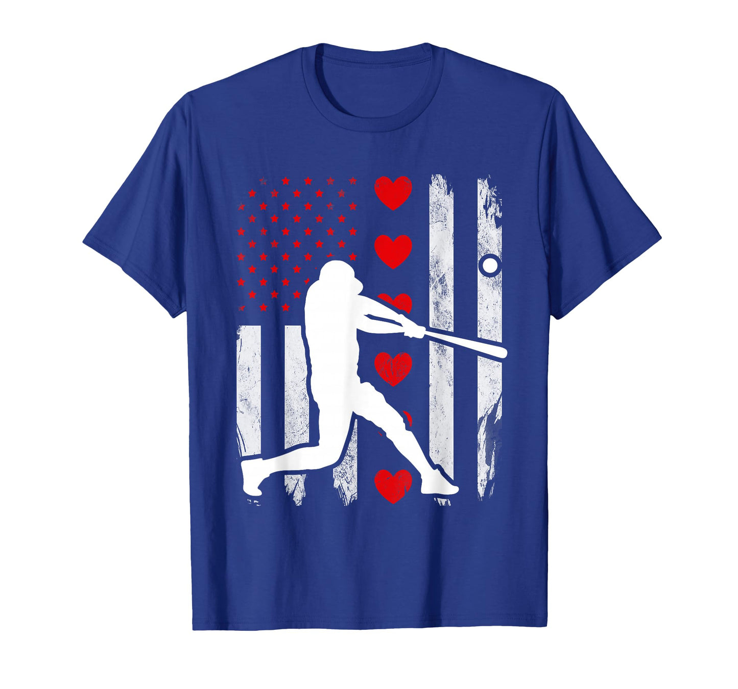Baseball Silhouette Heart USA Flag Hearts American Boys Kids T-Shirt