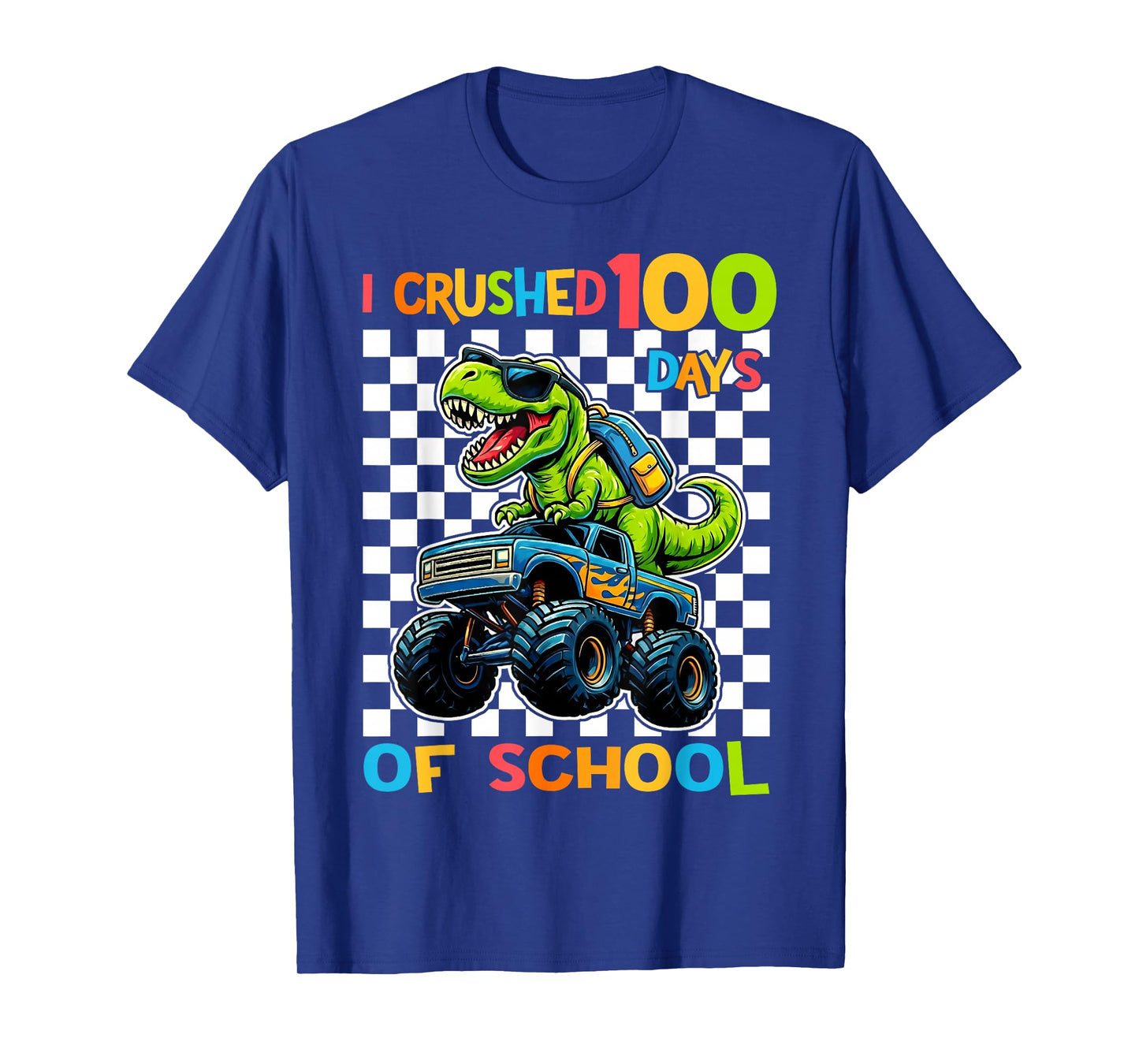 100 Days of School T-Rex Dino Monster Truck 100th Day Boys T-Shirt