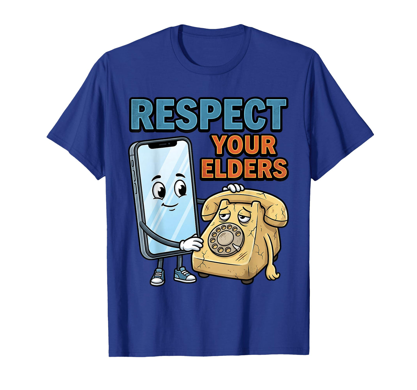 Respect Your Elders Retro Phone Technology Humor T-Shirt