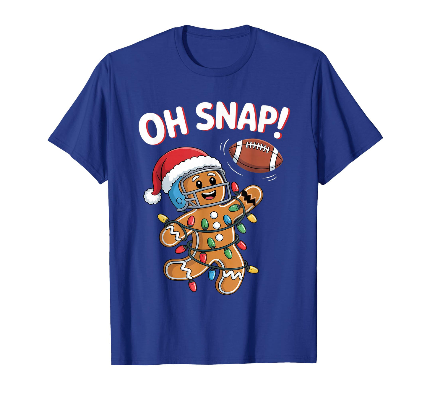 Oh Snap Funny Gingerbread Man Football Christmas Pajamas T-Shirt