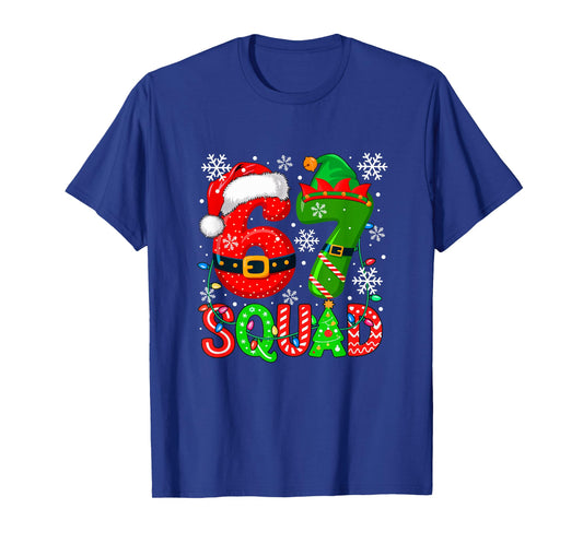 67 Squad Christmas Santa Elf Colorful Costume Kids Family T-Shirt