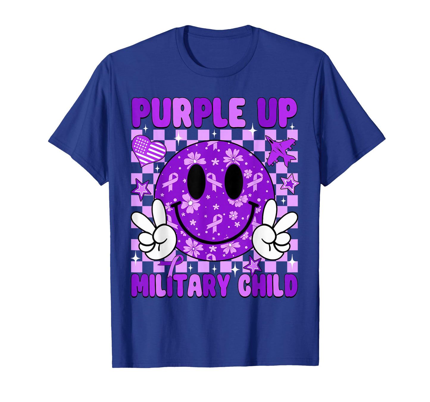 Purple Up for Military Kids Smile Face Military Child Month T-Shirt