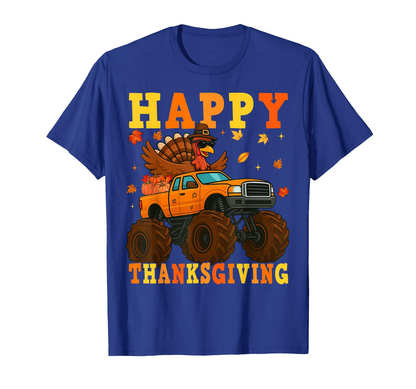 Monster Truck Turkey Happy Thanksgiving Boys Kids Toddler T-Shirt