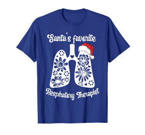 Santas Favorite Respiratory Therapist Floral Lung Squad Xmas T-Shirt