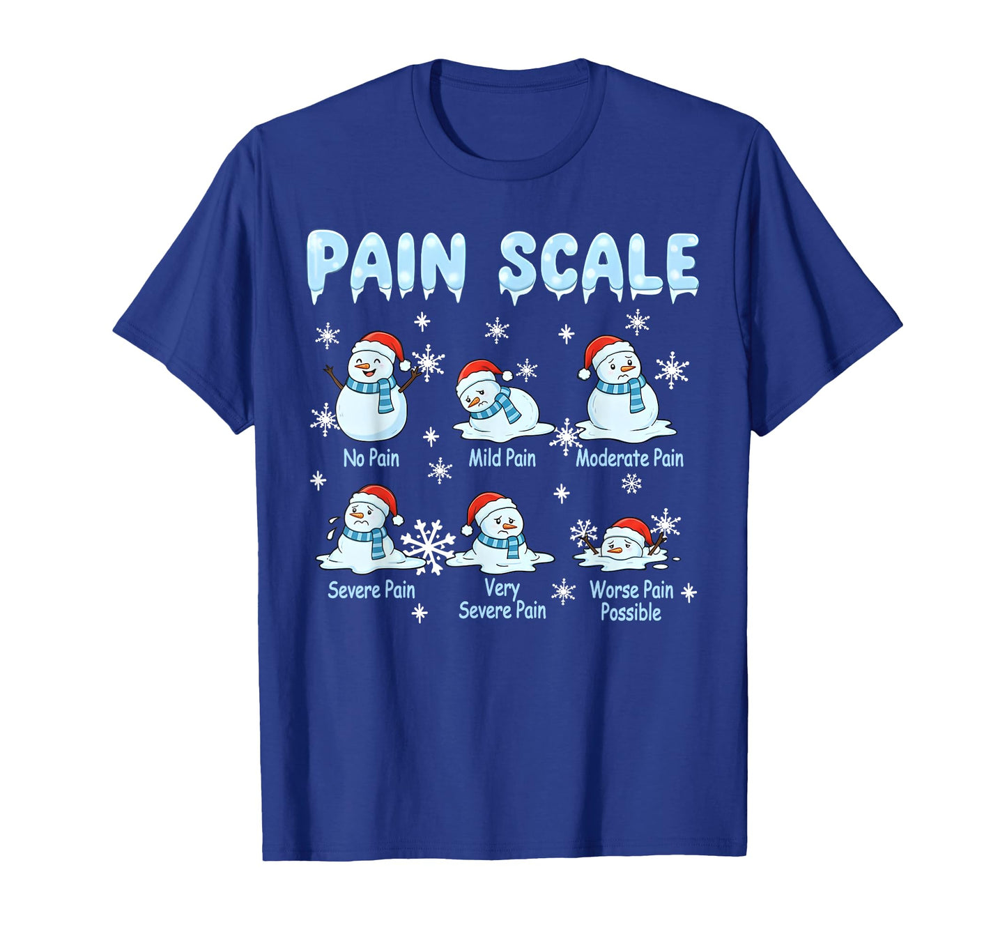 Pain Scale Snowman Nurse Medical Christmas Funny Christmas T-Shirt