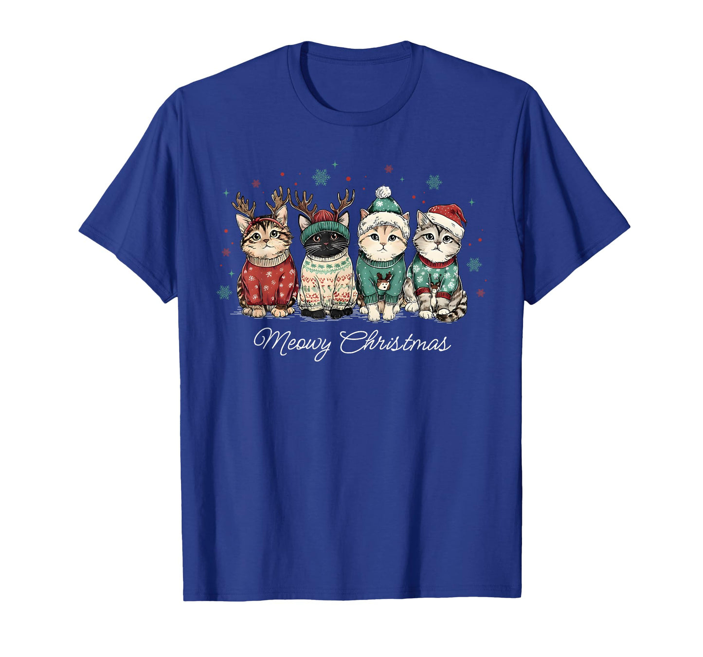 Meowy Christmas Cute Cats with Santa Claus Hat Xmas Cat T-Shirt