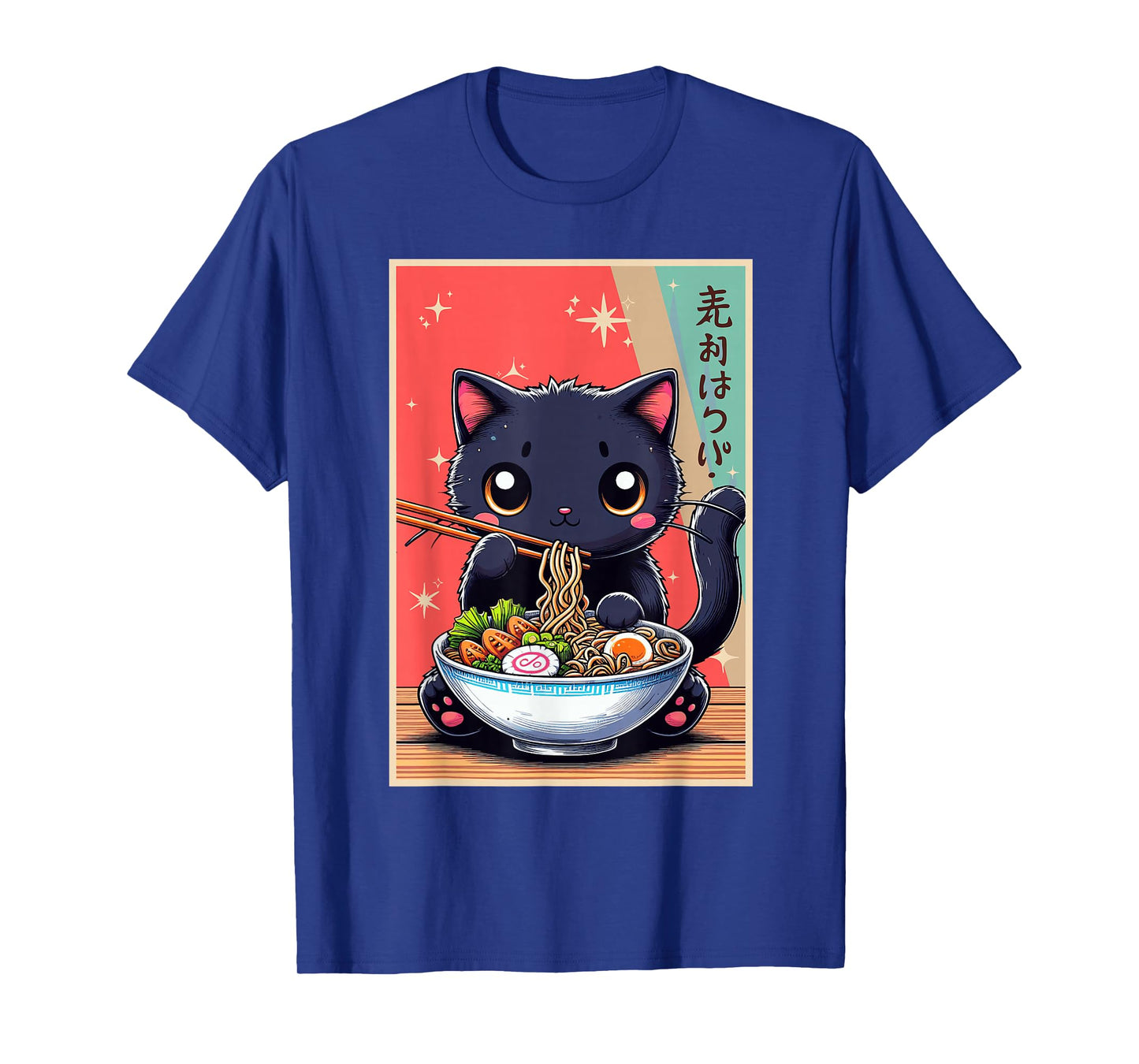 Cat Eating Ramen Noodles Anime Girls Funny Kawaii Cat Lover T-Shirt