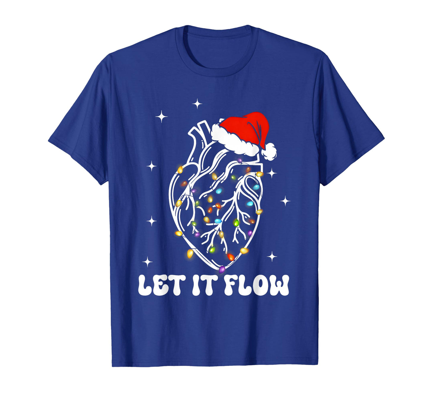 Funny Let It Flow Anatomy Heart Cardiac Nurse Santa Hat Xmas T-Shirt