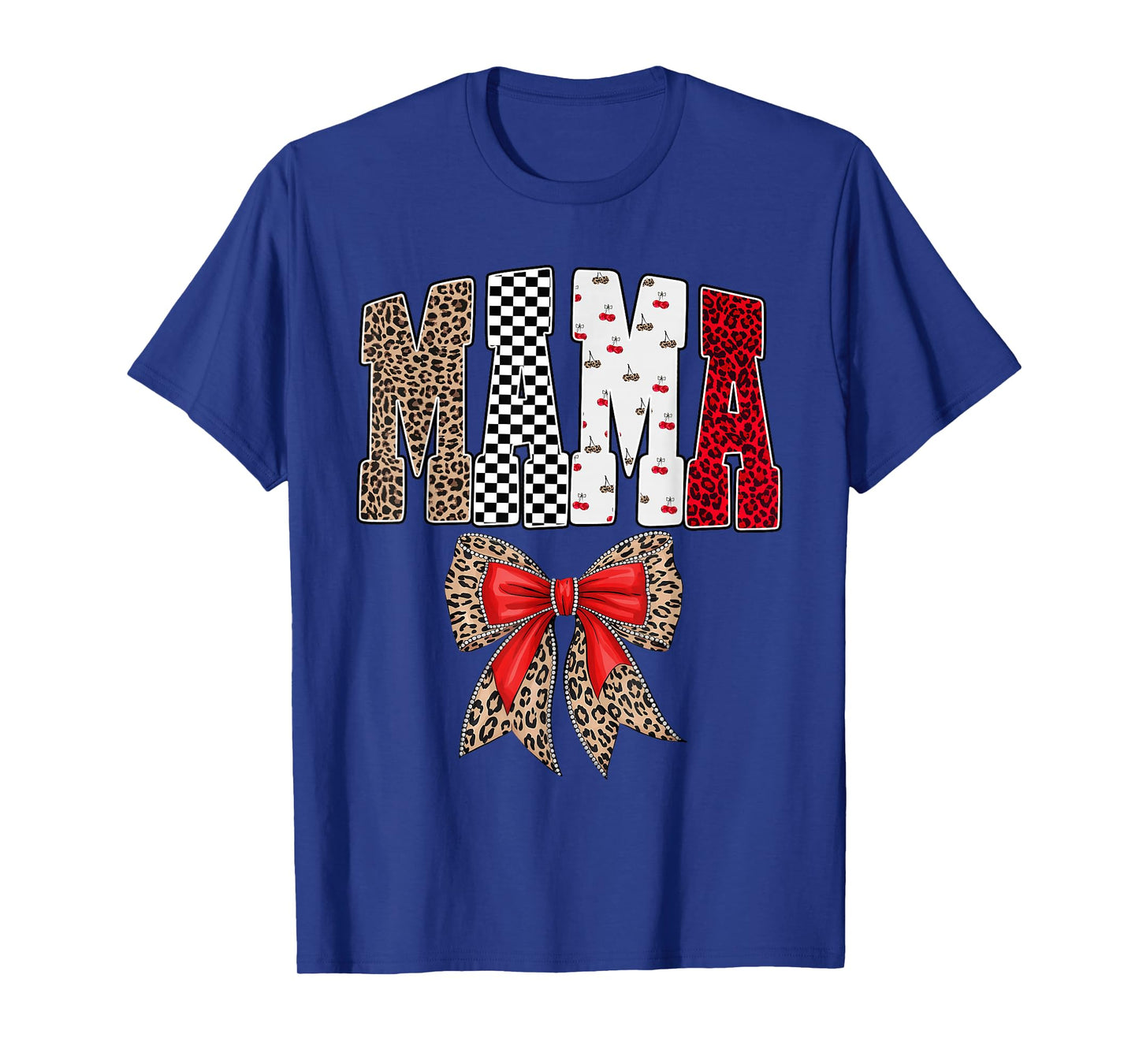 Mama Coquette Cherry Leopard Bow Retro Women Family Matching T-Shirt