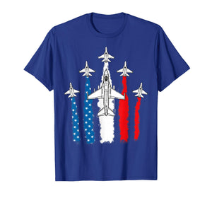 Patriotic USA Flag Fighter Jets Kids 4th of July T-Shirt