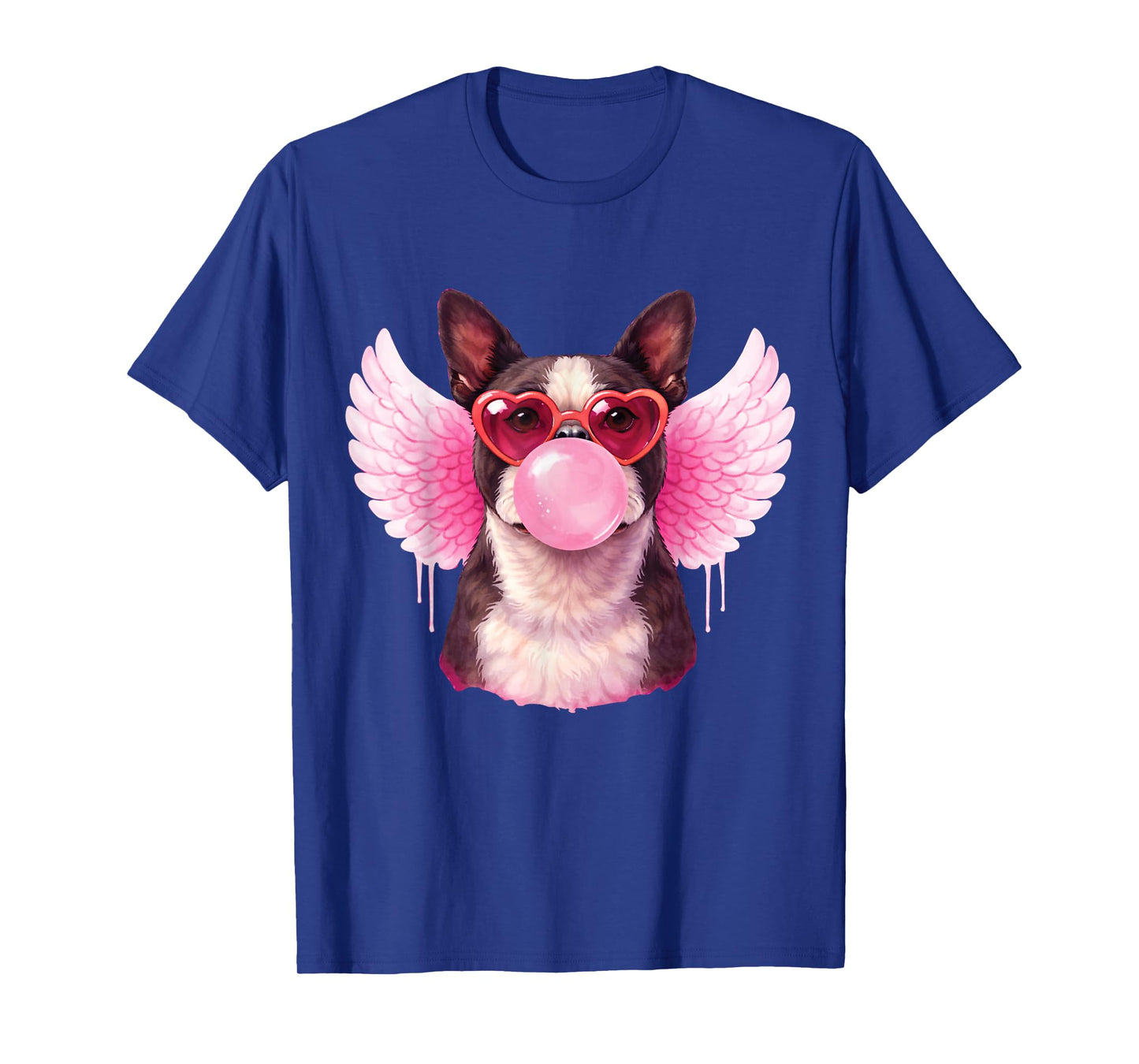 Retro Cupid Valentine Dog Love Hearts Cute Boston Terrier T-Shirt