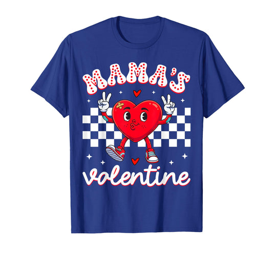 Mama's Valentine Heart Cute Kids Retro Groovy Boy Girl T-Shirt