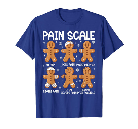 Nurse Christmas Pain Scale Assessment RN ER Gingerbread Man T-Shirt