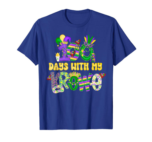 Groovy 100 Days with My-Krewe Mardi Gras Teacher Students T-Shirt