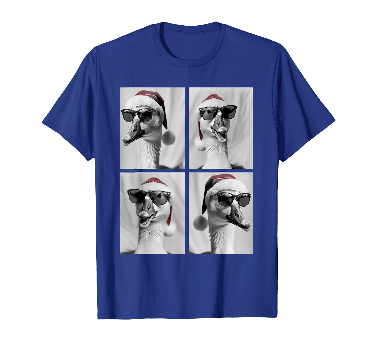 Funny Christmas Goose in Sunglasses Santa Hat Festive Geese T-Shirt
