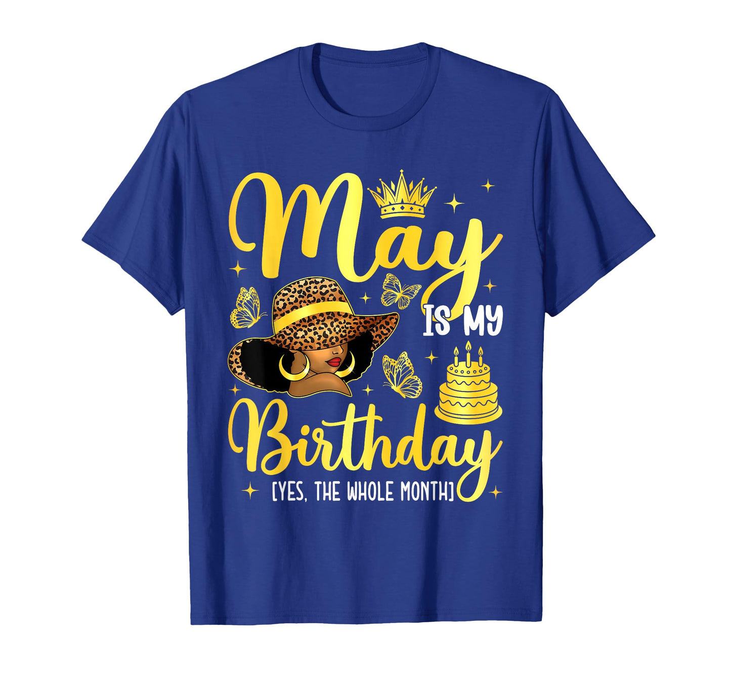 May Black Girl It's My Birthday Afro Woman Bday Month T-Shirt