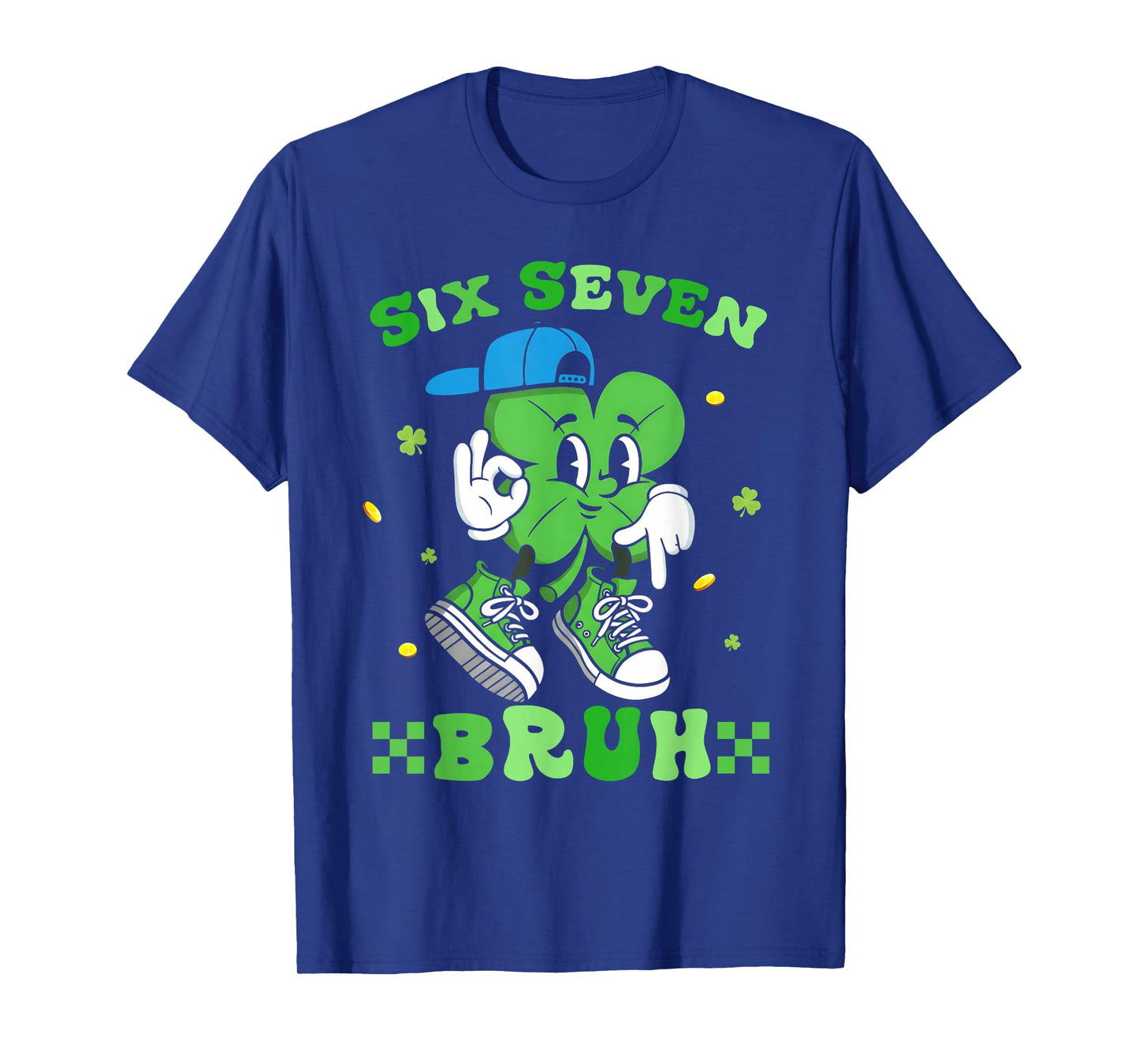 Six Seven Bruh Meme 67 Dabbing Shamrock St Patricks Day Kids T-Shirt