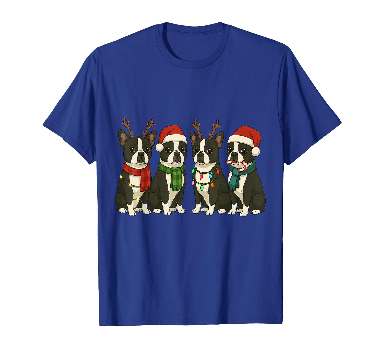 Boston Terrier Santa Hat Tee Dog Merry Christmas T-Shirt