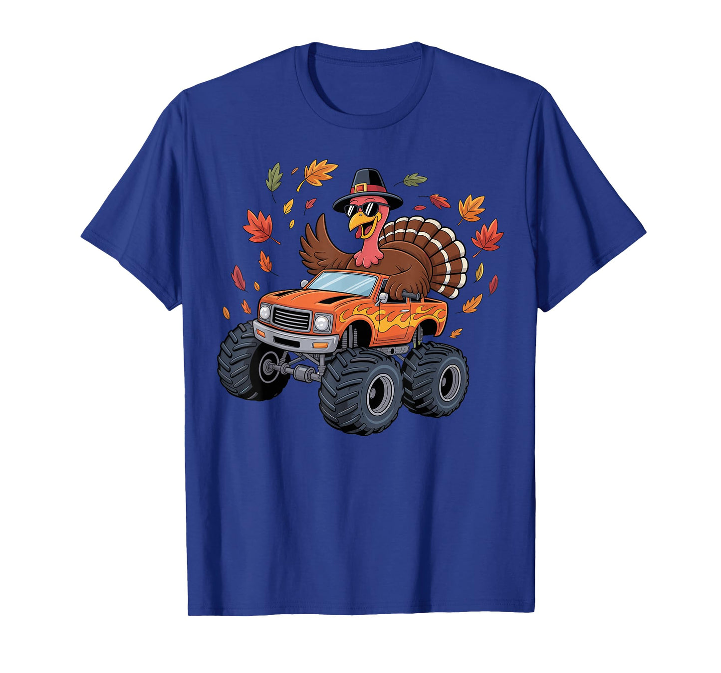 Thanksgiving Turkey Riding Monster Truck Boys Kids Youth T-Shirt