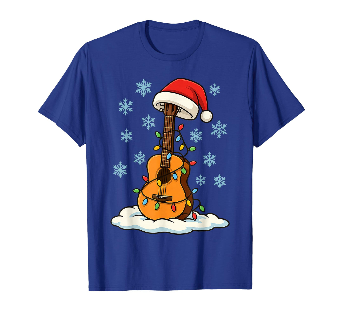 Fun Christmas Lights Wrapped On Acoustic Guitar Music Lover T-Shirt