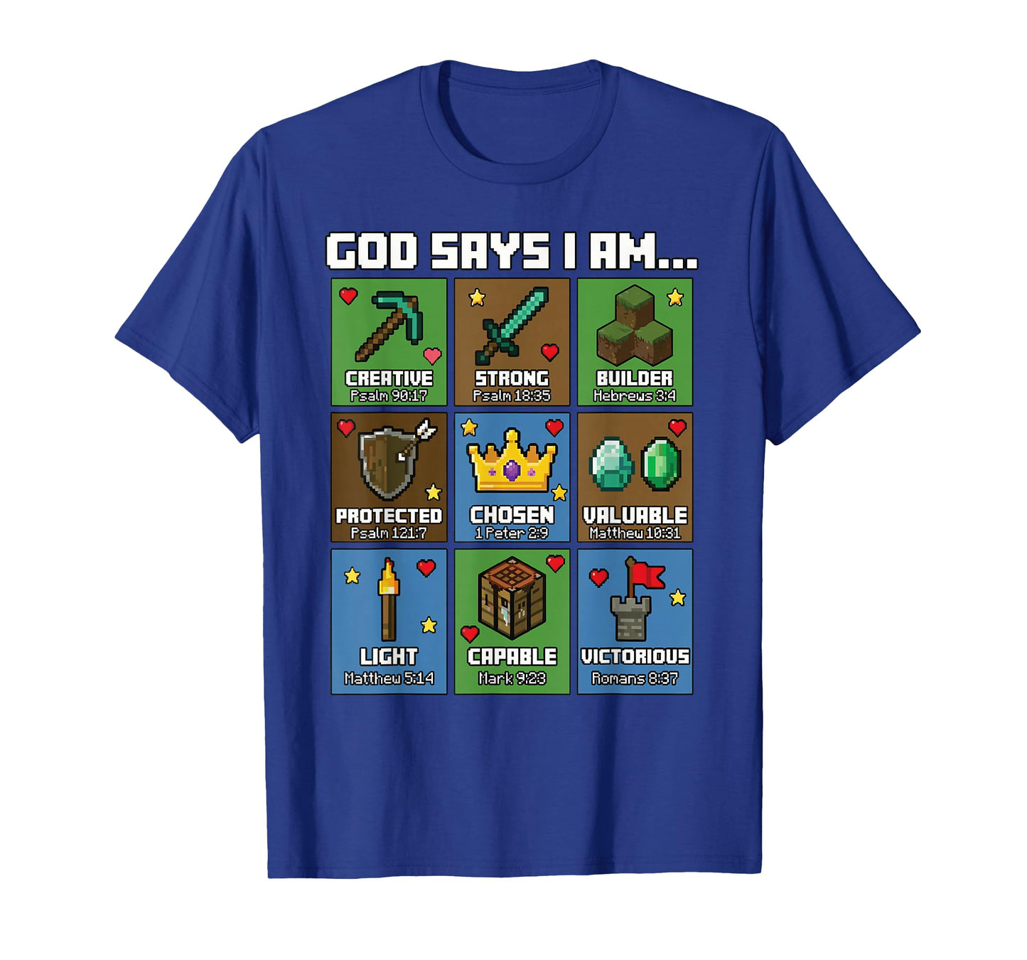 God Says I Am Bible Verses Pixel Art Christian Gamer Boys T-Shirt