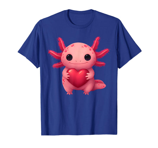 Valentine Cute Pink Axolotl Lovers Heart Girl Women Kid T-Shirt