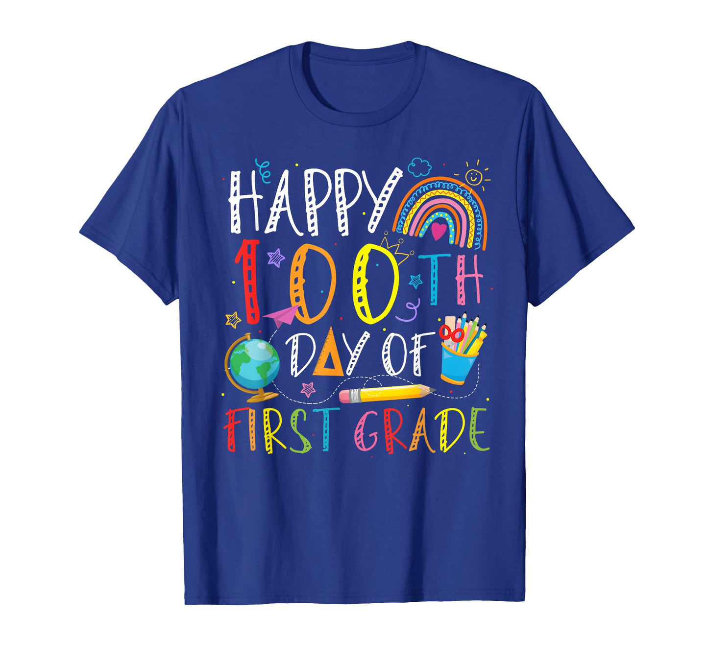 Happy 100th Day of 1st Grade Kids Teacher 100 Days Rainbow T-Shirt