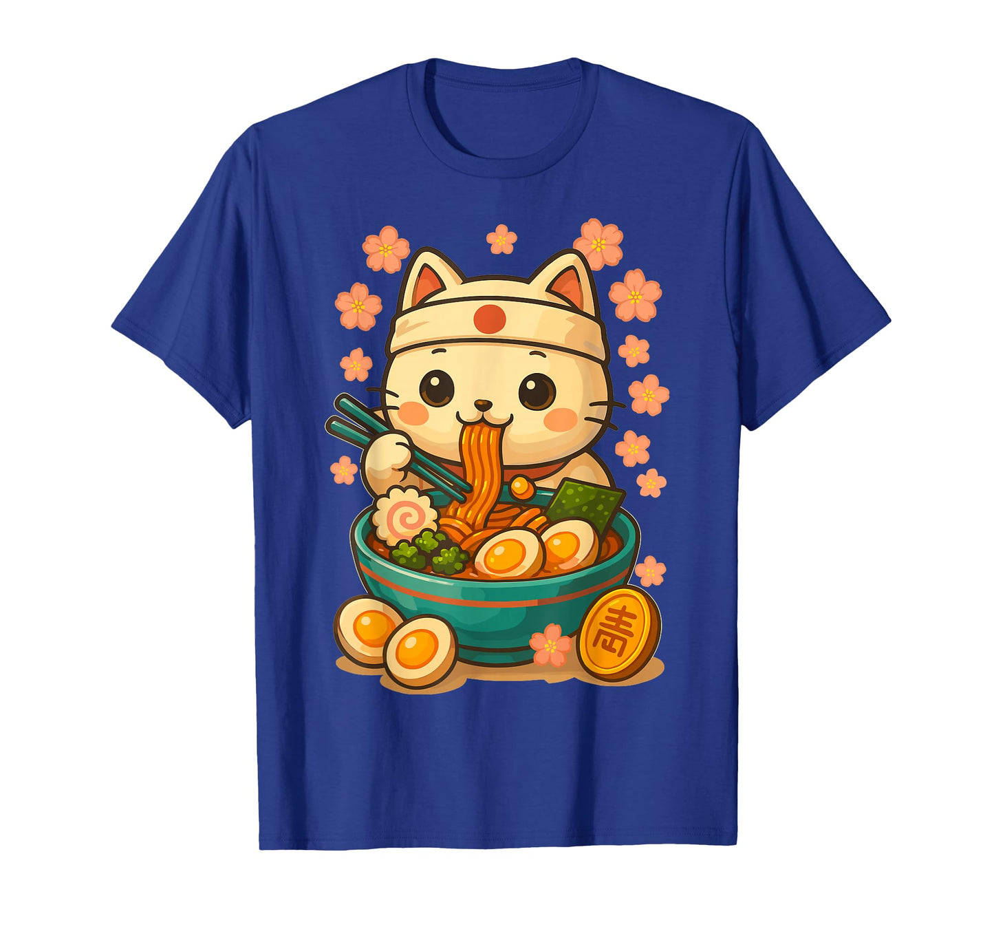 Lucky Maneki Neko Cat with Ramen Bowl T-Shirt