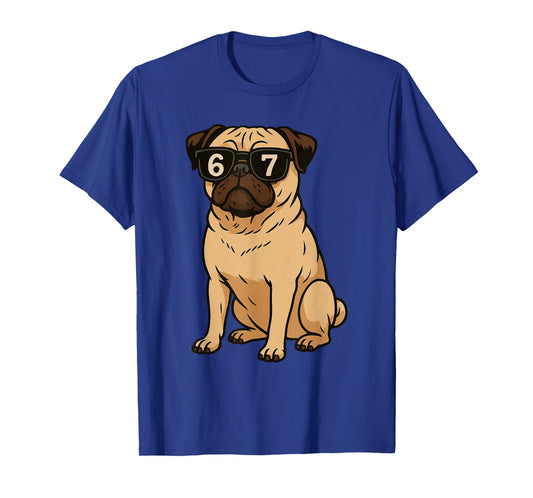 Funny Dog Pug Sunglasses 67 Six Seven Meme T-Shirt