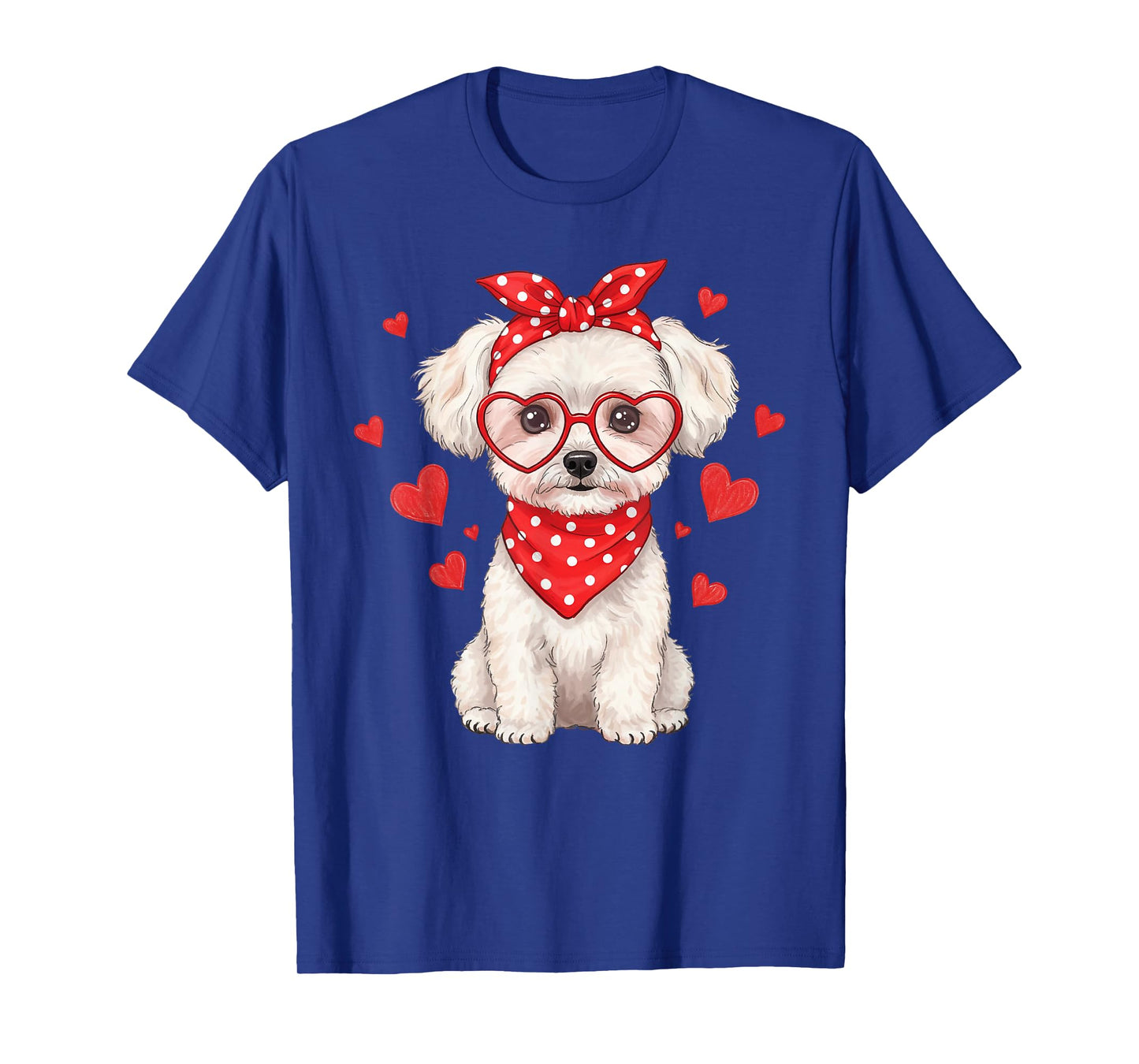 Bichon Frise Dog Valentines Day Cute Heart Glasses Dog Lover T-Shirt