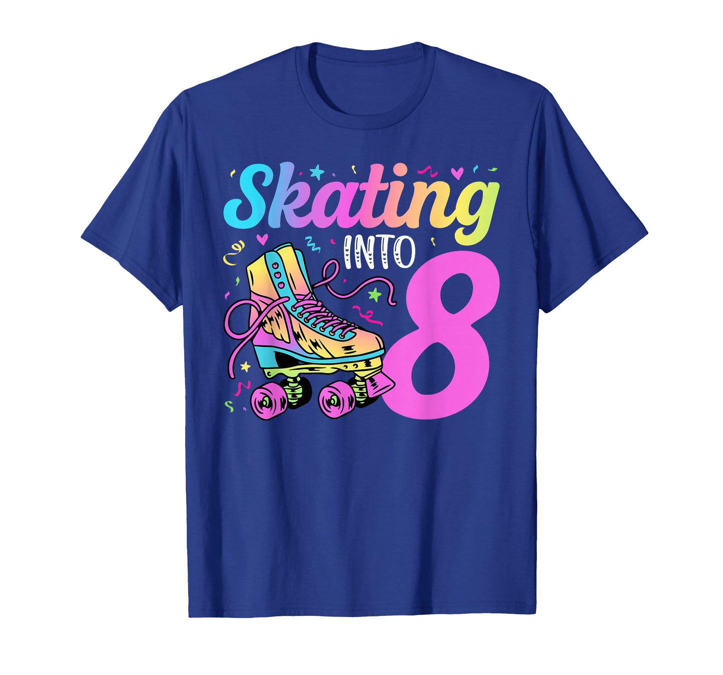 8th Roller Skate Birthday 8 Year Old Roller Skating Girl T-Shirt