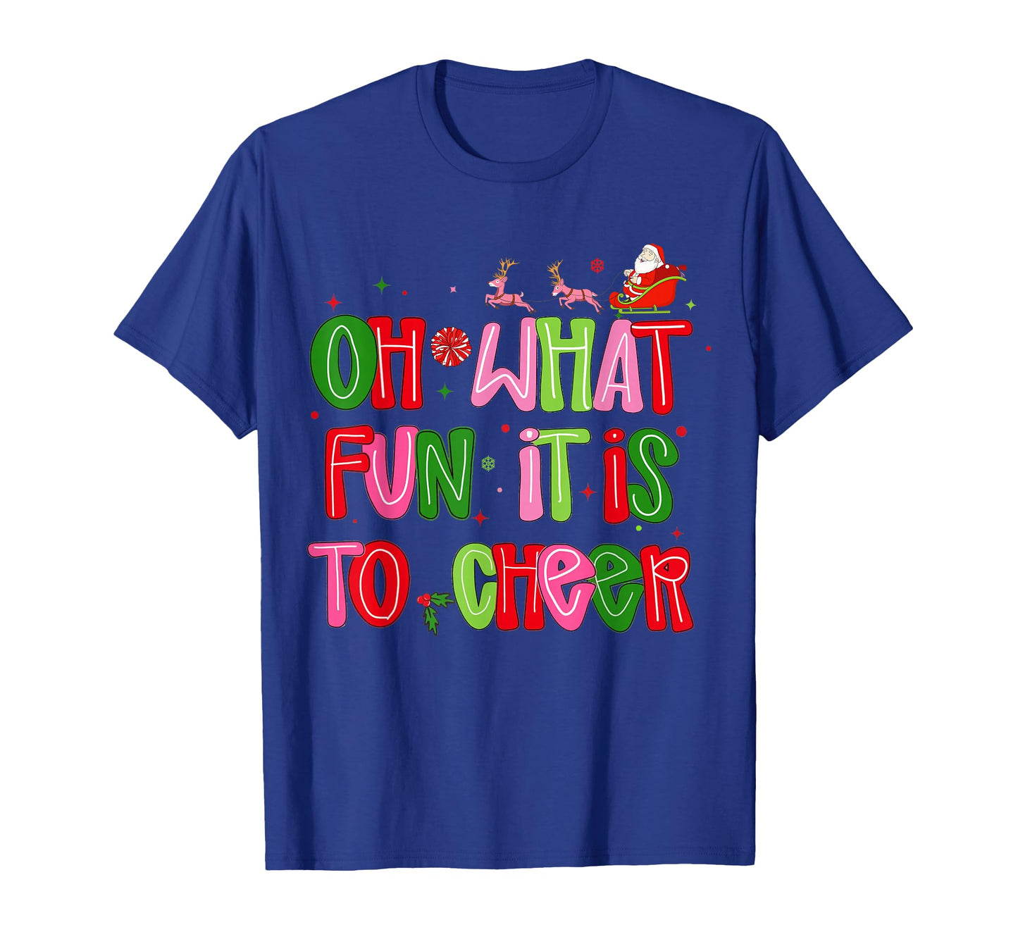 Retro Oh What Fun It is to Cheer Christmas Santa Cheerleader T-Shirt