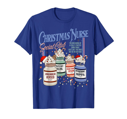 Retro Christmas Nurse Social ICU Nurse Propofol Xmas T-Shirt
