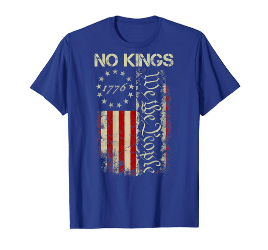 No Kings in America We The People USA Flag Patriotic ON Back T-Shirt